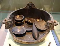 Etruscan Bucchero Focolare (funerary offering tray) from Chiusi A Tomb Group 550-500 BCE at the Art Institute of Chicago