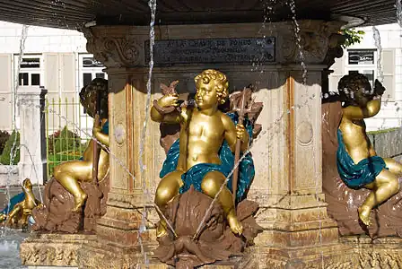 Neoclassical - Putto of the Grande Fontaine (Avenue Léopold-Robert), La Chaux-de-Fonds, Switzerland, by Maximilien Louis Bourgeois&nbsp;[fr], 1888
