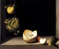 Juan Sánchez Cotán (1560–1627), Still life with Quince, Cabbage, Melon and Cucumber,  oil on canvas, 69 × 84.5&nbsp;cm