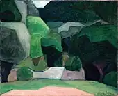 Paysage à Cassis (Landscape at Cassis), 1911–12, oil on canvas, 50.3 × 61.5&nbsp;cm, private collection