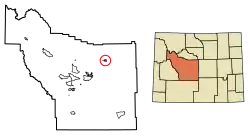 Location of Shoshoni in Fremont County, Wyoming