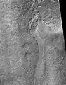 Frento Vallis in Noachis quadrangle, as seen by HiRISE.  Click on image to see better view of Dust Devil Tracks.  In the Arcadia quadrangle on Mars, its exact location is centered at 37 degrees north latitude and 93.1 degrees west longitude.  It is 357&nbsp;km long and was named after a classical river.