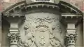 Front door and portal of Gdańsk Town Hall. The heads of the lions are turned towards the Golden Gate, according to legend, they look for help from the Polish king.