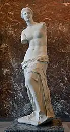 Venus de Milo; 130–100 BC; marble; height: 203 cm (80 in); Louvre