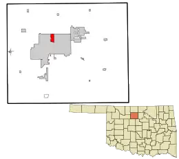 Location in Garfield County and the state of Oklahoma