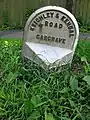 Milepost on the Keighley and Kendal Turnpike at Gargrave: Settle 10 3/4, Kendal 40, Skipton 4 ¾ and Keighley 14 miles.
