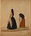 Pancho Fierro, Afro-Peruvian artist, Veiled women (tapadas) going to church