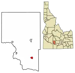Location of Wendell in Gooding County, Idaho.