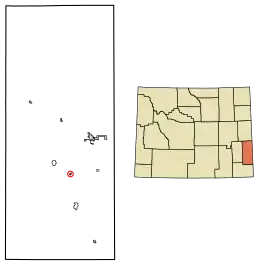 Location of Yoder in Goshen County, Wyoming.