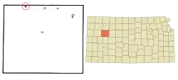 Location within Gove County and Kansas