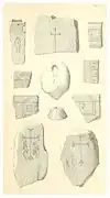 Fragments of household devices (carvings as owner's marks)
