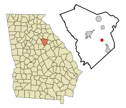 Location in Greene County and the state of Georgia