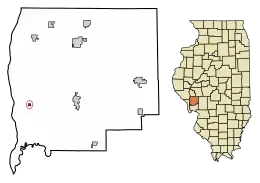 Location of Eldred in Greene County, Illinois.