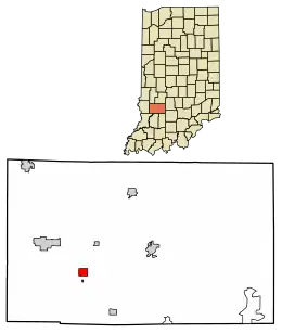 Location of Lyons in Greene County, Indiana.