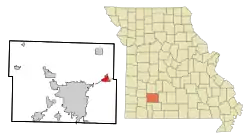 Location of Strafford, Missouri