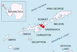 Location of Greenwich Island in the South Shetland Islands