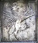 Griffin segreant wearing the mural crown of Perugia, 13th century
