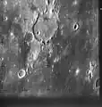 Altitude: 830 miles (1,340&nbsp;km). Features: Image of Guericke crater, taken 8.5 minutes before  impact.