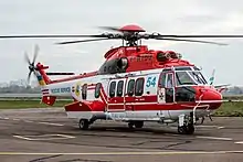 The EC225 Super Puma that crashed on January 18, 2023 killing Ukrainian Minister of Internal Affairs Denys Monastyrsky, his deputy Yevhen Yenin, State Secretary Yurii Lubkovych and 11 other people photographed in November 2020