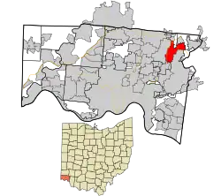 Location in Hamilton County and the state of Ohio