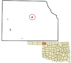 Location in Harper County and the state of Oklahoma.