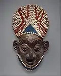 Royal mask; by artists of the Bamum people (Cameroon); before 1880; wood, copper, glass beads, raffia and shells; height: 66&nbsp;cm; Metropolitan Museum of Art