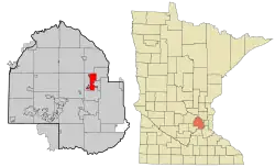 Location of the city of Crystalwithin Hennepin County, Minnesota