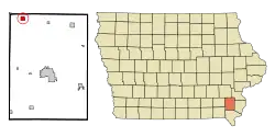 Location of Wayland, Iowa