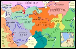 The Duchy of Westphalia and other western German states c. 1645