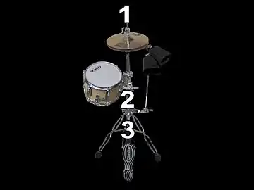 1&nbsp;Hi-hat rod and clutch2&nbsp;Tom and cowbell clamp holders3&nbsp;HiHat legs and pedal
