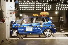 2016 Honda Fit striking a wall head-on at 56&nbsp;km/h