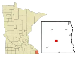 Location of Caledoniawithin Houston County and state of Minnesota