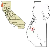 Location of Fortuna in Humboldt County, California