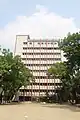 College building as seen from the field