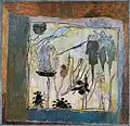Artificial Flower with Daggers, 1974, oil on wooden board, 61 x 61&nbsp;cm