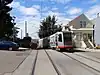 An inbound train at Right Of Way/Liberty, 2018