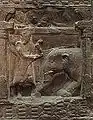 3B: The Buddha subjugating the elephant Nalagiri.