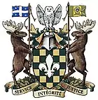 Coat of arms.mw-parser-output cite.citation{font-style:inherit;word-wrap:break-word}.mw-parser-output .citation q{quotes:"\"""\"""'""'"}.mw-parser-output .citation:target{background-color:rgba(0,127,255,0.133)}.mw-parser-output .id-lock-free.id-lock-free a{background:url("//upload.wikimedia.org/wikipedia/commons/6/65/Lock-green.svg")right 0.1em center/9px no-repeat}body:not(.skin-timeless):not(.skin-minerva) .mw-parser-output .id-lock-free a{background-size:contain}.mw-parser-output .id-lock-limited.id-lock-limited a,.mw-parser-output .id-lock-registration.id-lock-registration a{background:url("//upload.wikimedia.org/wikipedia/commons/d/d6/Lock-gray-alt-2.svg")right 0.1em center/9px no-repeat}body:not(.skin-timeless):not(.skin-minerva) .mw-parser-output .id-lock-limited a,body:not(.skin-timeless):not(.skin-minerva) .mw-parser-output .id-lock-registration a{background-size:contain}.mw-parser-output .id-lock-subscription.id-lock-subscription a{background:url("//upload.wikimedia.org/wikipedia/commons/a/aa/Lock-red-alt-2.svg")right 0.1em center/9px no-repeat}body:not(.skin-timeless):not(.skin-minerva) .mw-parser-output .id-lock-subscription a{background-size:contain}.mw-parser-output .cs1-ws-icon a{background:url("//upload.wikimedia.org/wikipedia/commons/4/4c/Wikisource-logo.svg")right 0.1em center/12px no-repeat}body:not(.skin-timeless):not(.skin-minerva) .mw-parser-output .cs1-ws-icon a{background-size:contain}.mw-parser-output .cs1-code{color:inherit;background:inherit;border:none;padding:inherit}.mw-parser-output .cs1-hidden-error{display:none;color:#d33}.mw-parser-output .cs1-visible-error{color:#d33}.mw-parser-output .cs1-maint{display:none;color:#2C882D;margin-left:0.3em}.mw-parser-output .cs1-format{font-size:95%}.mw-parser-output .cs1-kern-left{padding-left:0.2em}.mw-parser-output .cs1-kern-right{padding-right:0.2em}.mw-parser-output .citation .mw-selflink{font-weight:inherit}html.skin-theme-clientpref-night .mw-parser-output .cs1-maint{color:#18911F}html.skin-theme-clientpref-night .mw-parser-output .cs1-visible-error,html.skin-theme-clientpref-night .mw-parser-output .cs1-hidden-error{color:#f8a397}@media(prefers-color-scheme:dark){html.skin-theme-clientpref-os .mw-parser-output .cs1-visible-error,html.skin-theme-clientpref-os .mw-parser-output .cs1-hidden-error{color:#f8a397}html.skin-theme-clientpref-os .mw-parser-output .cs1-maint{color:#18911F}}"Sûreté du Québec arms". Official website of the Governor General. Retrieved 2018-12-17.