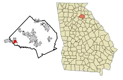Location in Barrow County and the state of Georgia