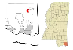 Location of Wade, Mississippi