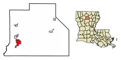 Location of Jonesboro in Jackson Parish, Louisiana