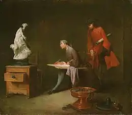 The Drawing Lesson (ca. 1734), oil on canvas, 41 × 47&nbsp;cm., Tokyo Fuji Art Museum