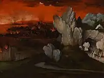 Landscape with the Destruction of Sodom and Gomorrah, c. 1520, oil on panel, 22.5 × 308&nbsp;cm (8.9 × 11.8 in), Museum Boijmans Van Beuningen, Rotterdam