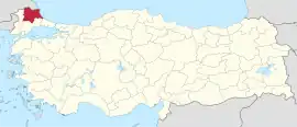 Location of the province within Turkey
