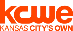 All in orange: The lowercase letters "K C W E", with the C and W actually being the CW network logo. Beneath, in progressively bolder text, is the phrase "Kansas City's Own".