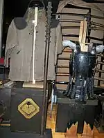 An old Japanese wood club with iron spikes (a kanabō or tetsubō), 4′ 9″ long and 4&nbsp;lb (1.8&nbsp;kg) in weight