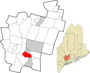 Location in Kennebec County and the state of Maine