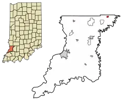 Location of Sandborn in Knox County, Indiana.