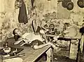 An opium den in the Chinatown, Kolkata, 1945