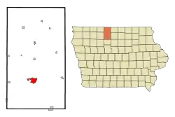 Location of Algona, Iowa